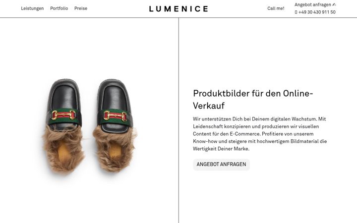 Screenshot of lumenice.com