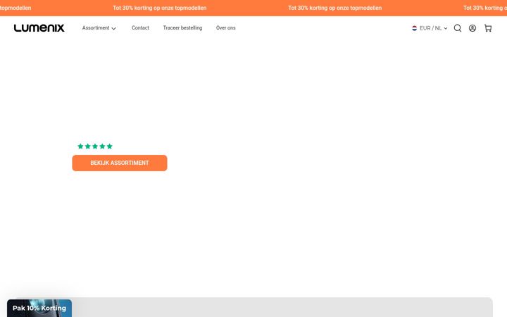 Screenshot of lumenix-beamers.nl