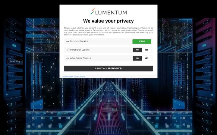 Screenshot of lumentum.com