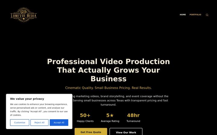 Screenshot of lumevuemedia.com