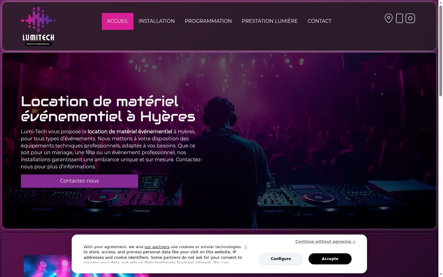 Screenshot del banner di consenso mostrato prima di qualsiasi interazione