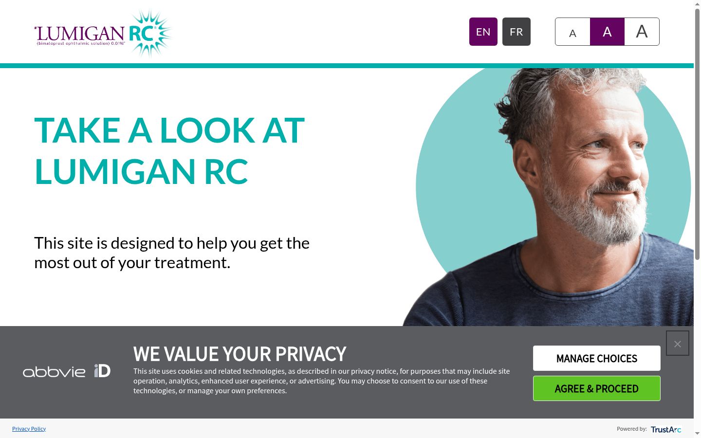 Screenshot of the consent banner shown before any interaction