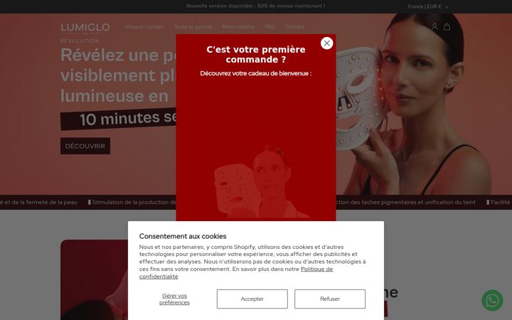 Screenshot of lumiglo.fr