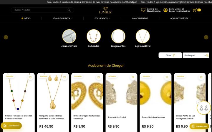 Screenshot of lumilizjoias.com.br