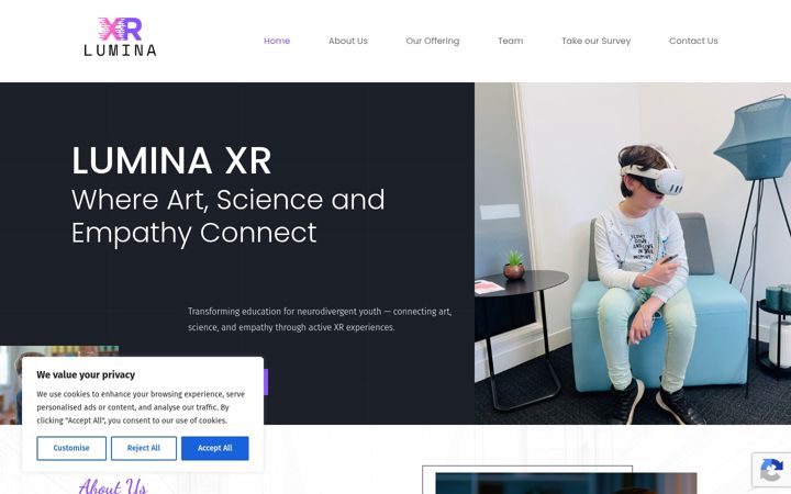 Screenshot of lumina-xr.com