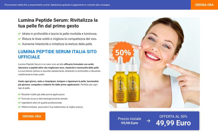 Screenshot of luminapeptideserum.com