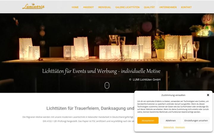 Screenshot of luminaria-home.de