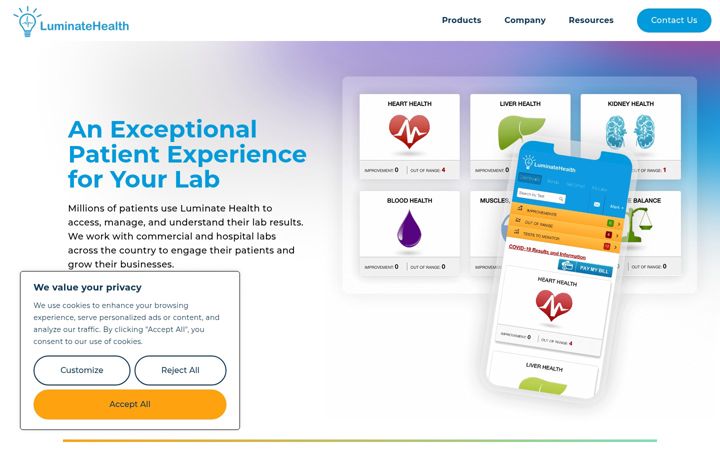 Zrzut ekranu luminatehealth.com