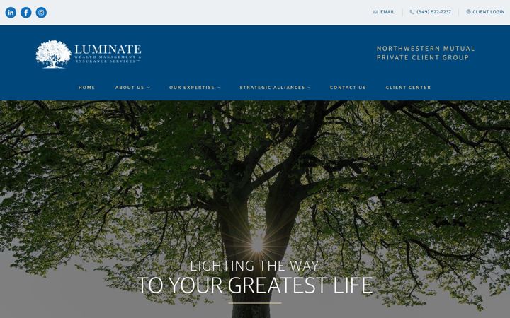 Screenshot of luminatewealth.com