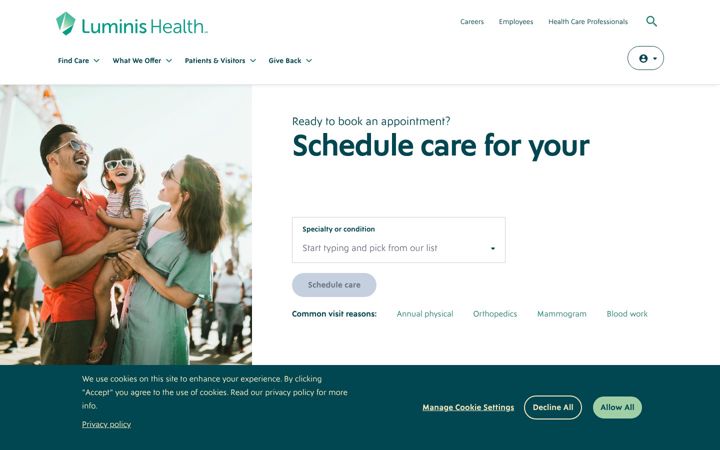 Zrzut ekranu luminishealth.org