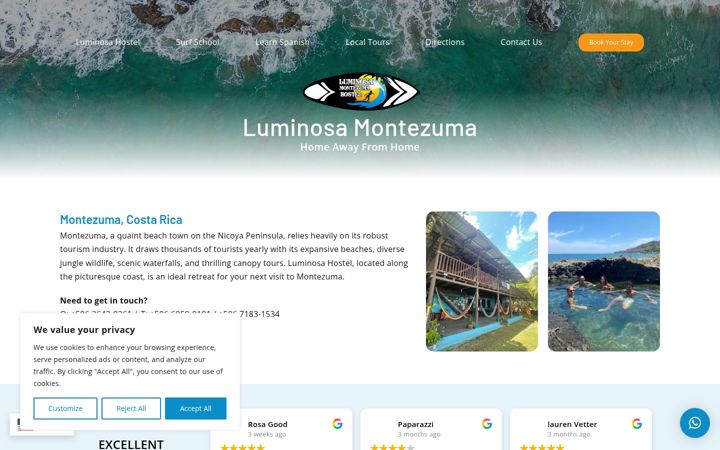 Screenshot of luminosamontezumahostel.com
