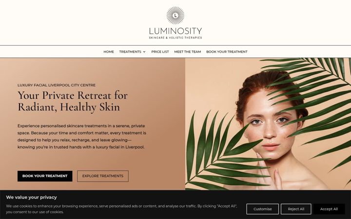 Screenshot of luminosityskincare.co.uk