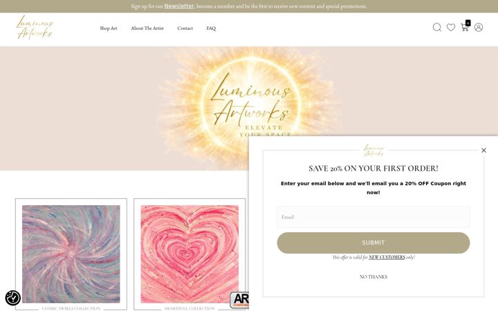 Screenshot of luminousartworks.com