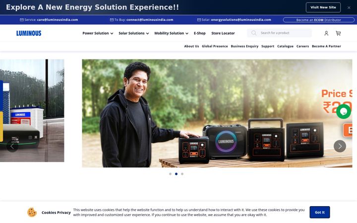 Screenshot of luminousindia.com