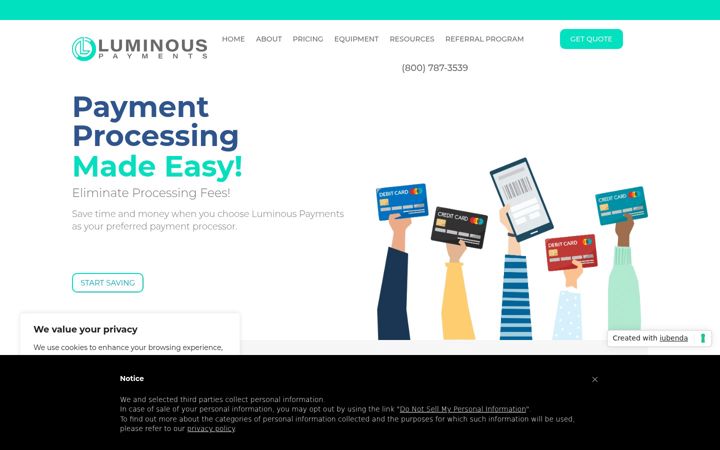 Screenshot of luminouspayments.com