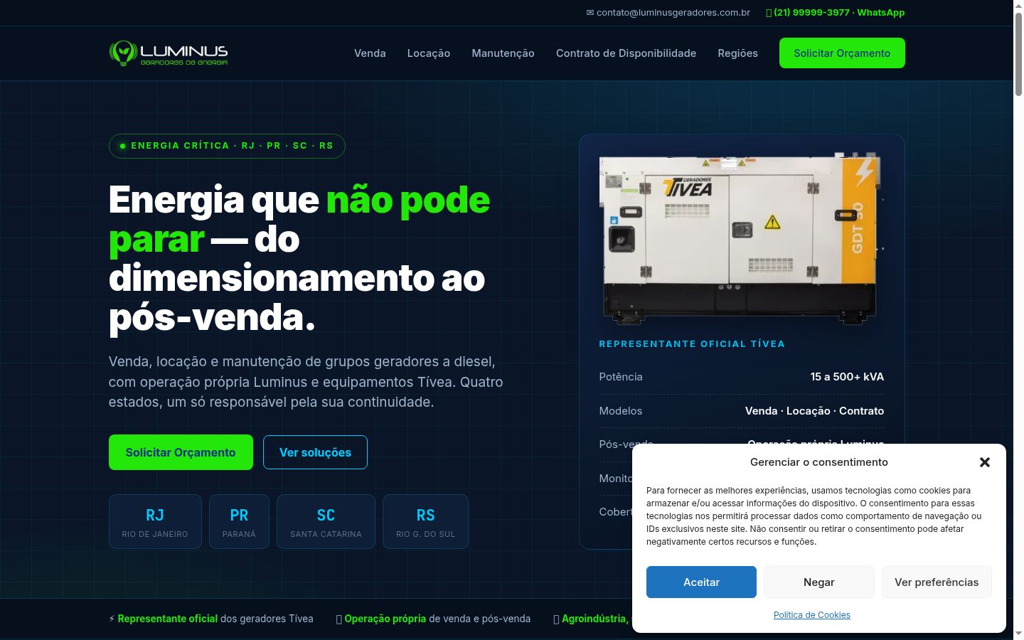 Screenshot del banner di consenso mostrato prima di qualsiasi interazione