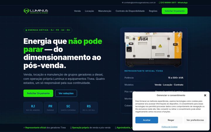 Screenshot of luminusgeradores.com.br