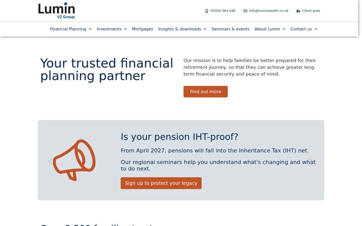 Screenshot of luminwealth.co.uk