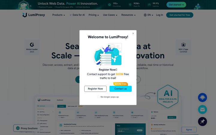 Screenshot of lumiproxy.com