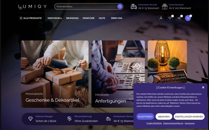 Screenshot of lumiqy.de