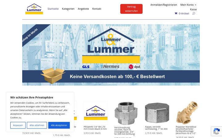 Screenshot of lummer-baumarkt.de