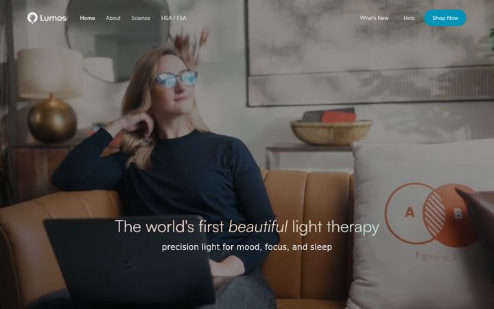 Screenshot of lumosglasses.com