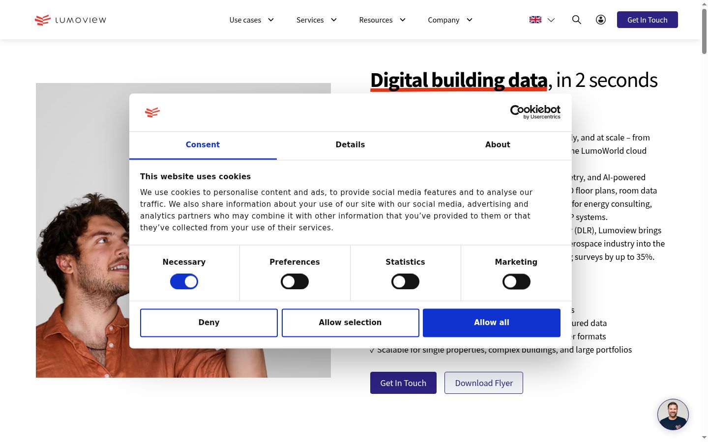 Screenshot of the consent banner shown before any interaction