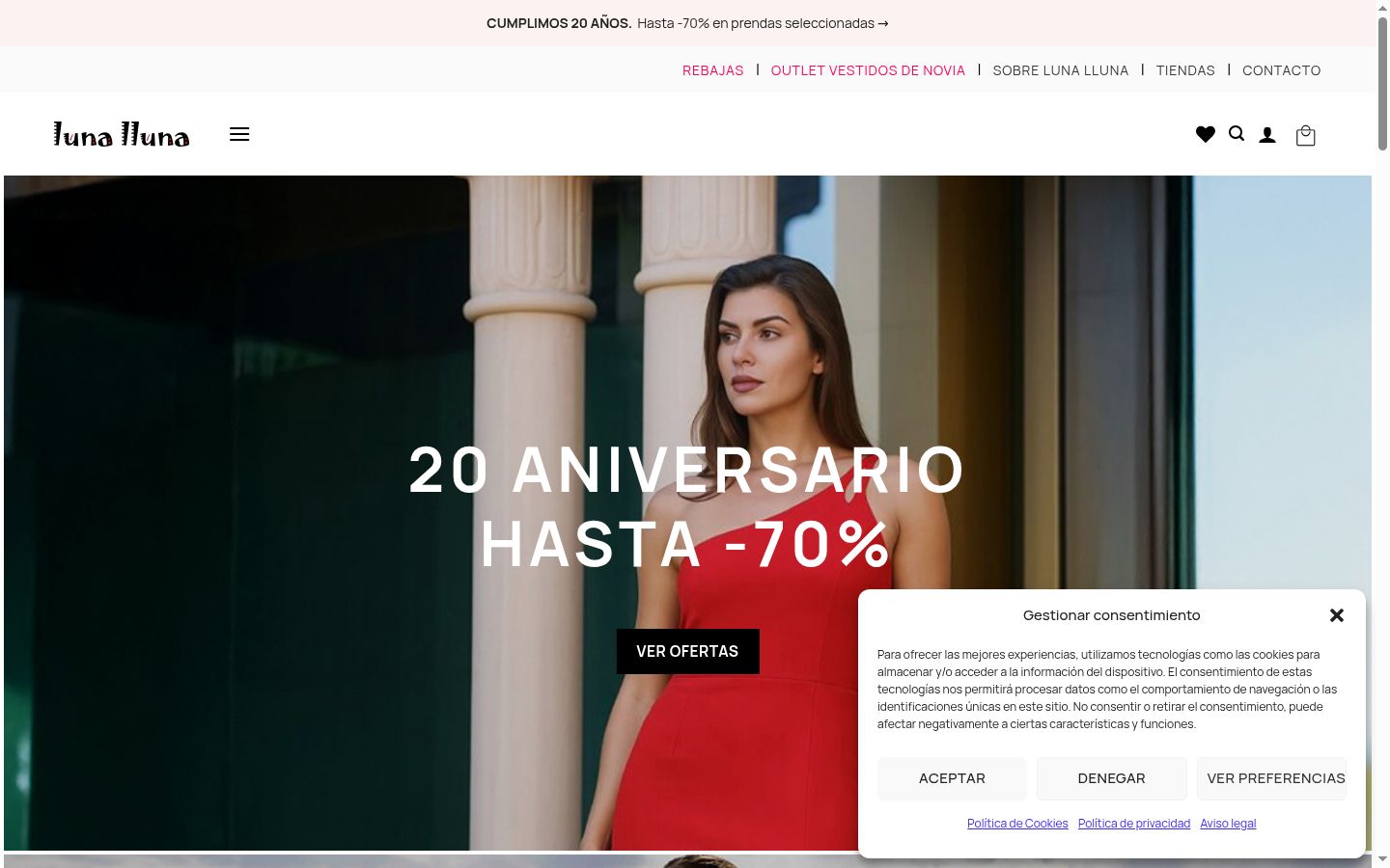 Screenshot del banner di consenso mostrato prima di qualsiasi interazione