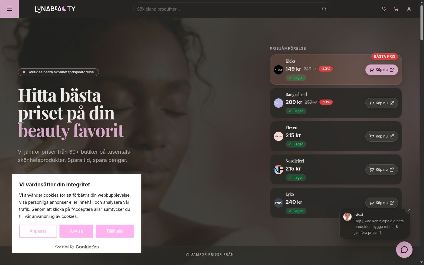 Screenshot del banner di consenso mostrato prima di qualsiasi interazione