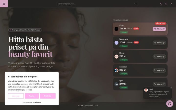 Screenshot of lunabeauty.se
