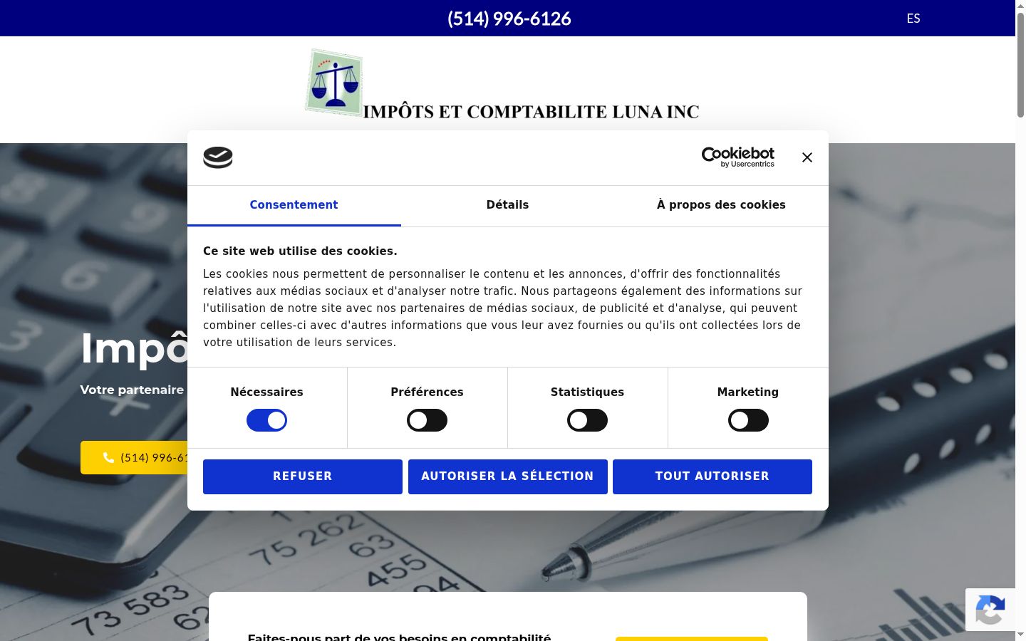 Screenshot del banner di consenso mostrato prima di qualsiasi interazione