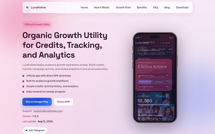 Screenshot of lunafollow.com