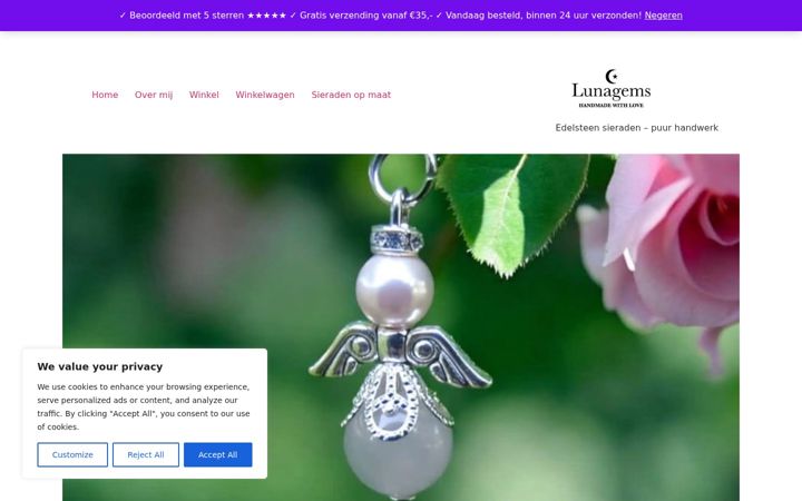 Screenshot of lunagems.nl