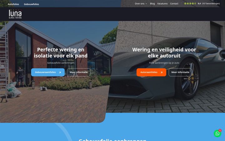 Screenshot of lunaglasstinting.nl