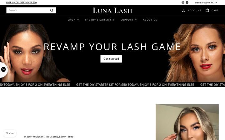 Screenshot of lunalash.com