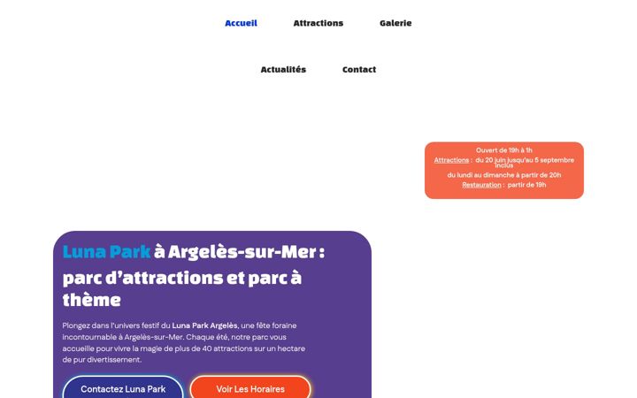 Screenshot of lunapark-argeles.fr