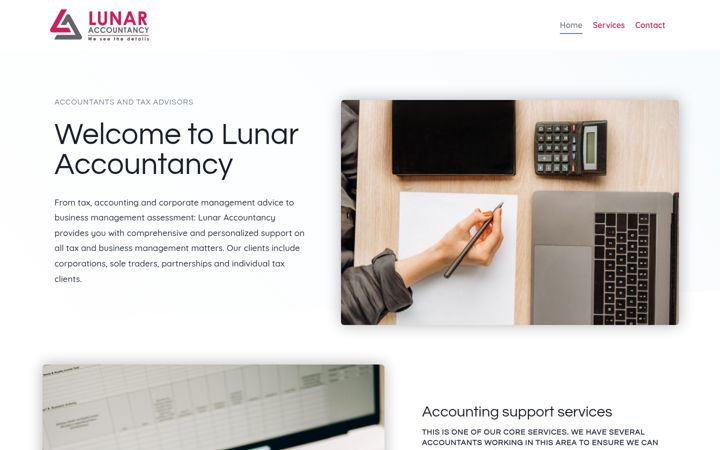 Screenshot of lunaraccountancy.com