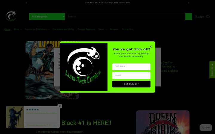 Screenshot of lunatechcomics.com