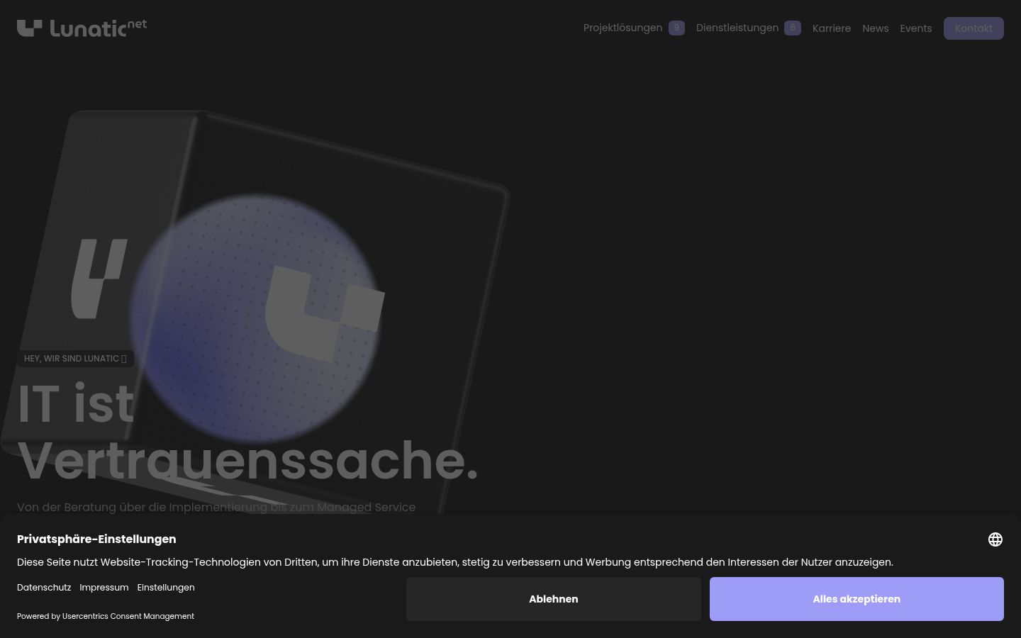 Screenshot of the consent banner shown before any interaction