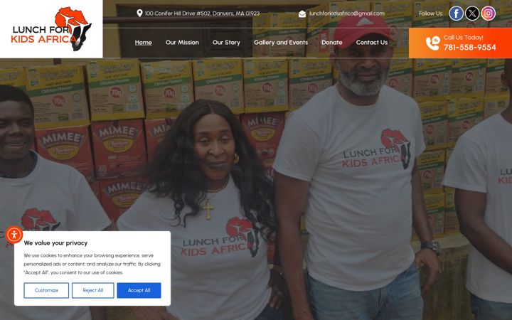 Screenshot of lunchforkidsafrica.com