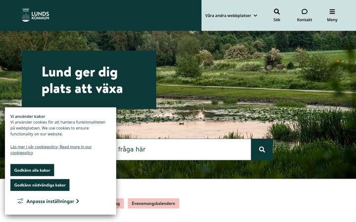 Screenshot of lund.se