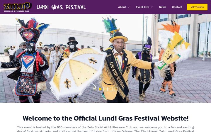 Screenshot of lundigrasfestival.com