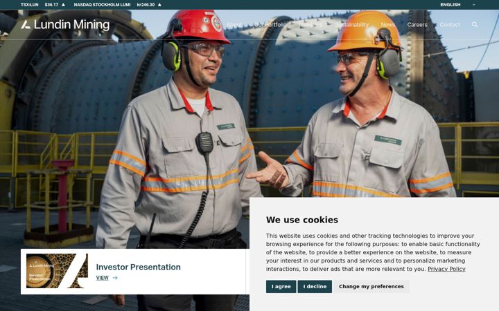 Screenshot of lundinmining.com