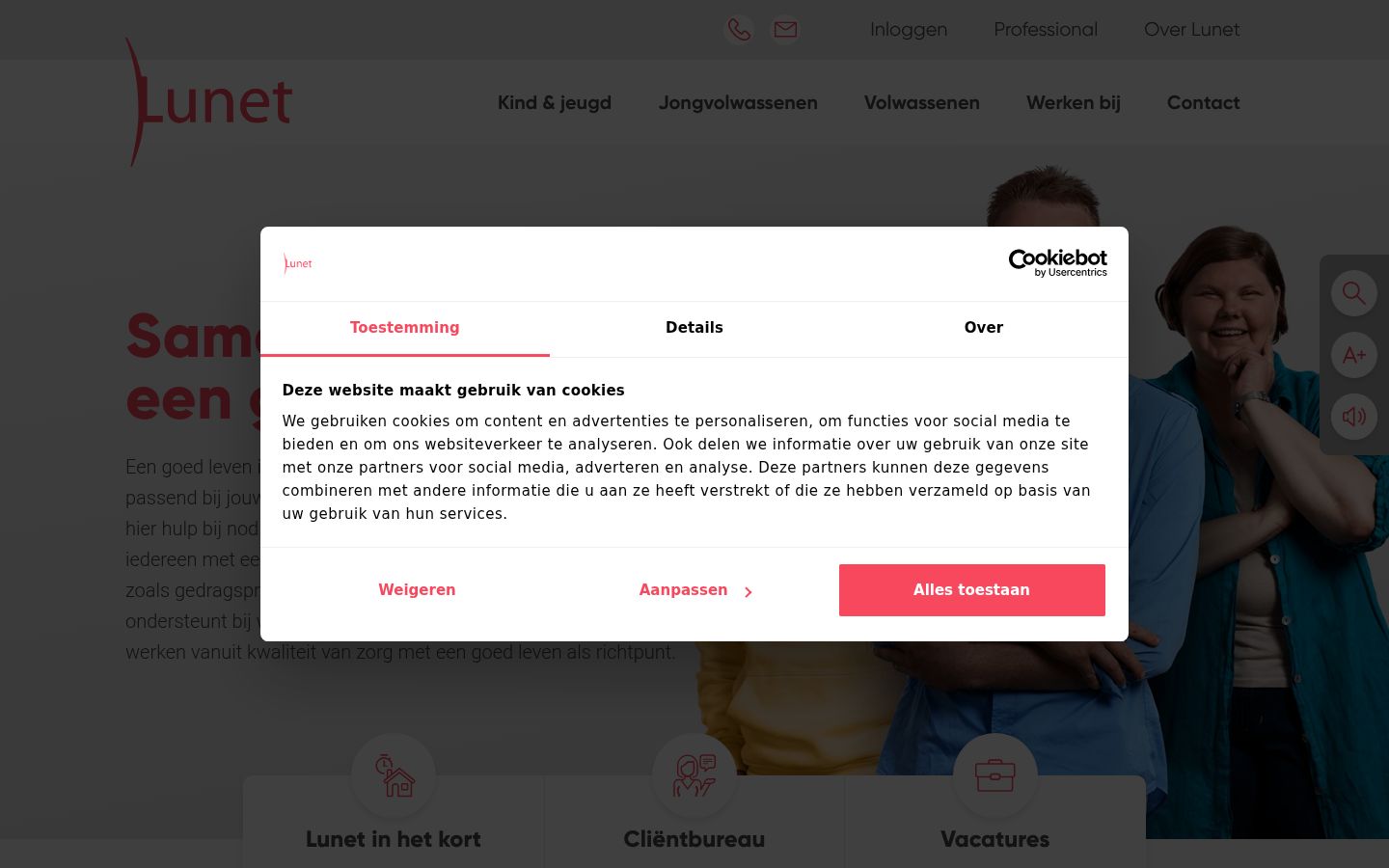 Captura de ecrã do banner de consentimento apresentado antes de qualquer interação