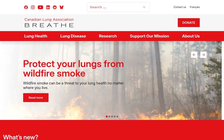Screenshot of lung.ca