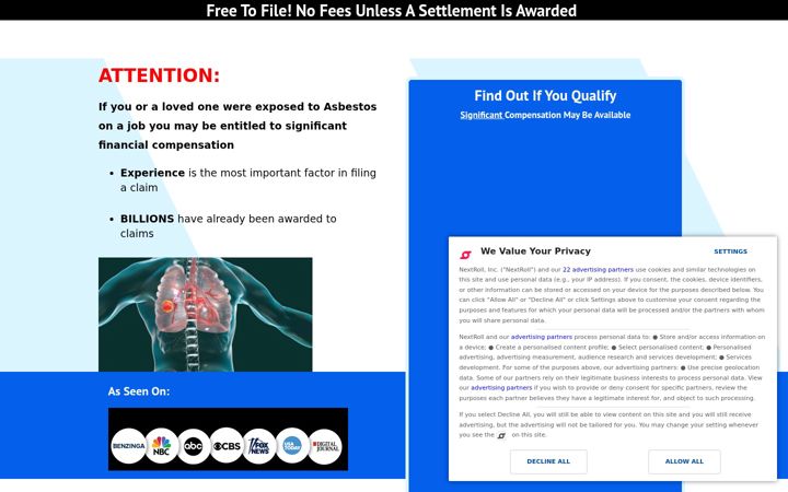 Screenshot of lungcancervictims.com