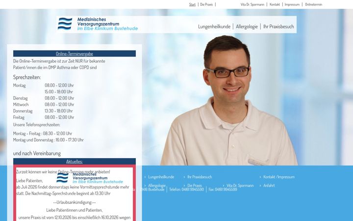 Screenshot of lungenarzt-buxtehude.de