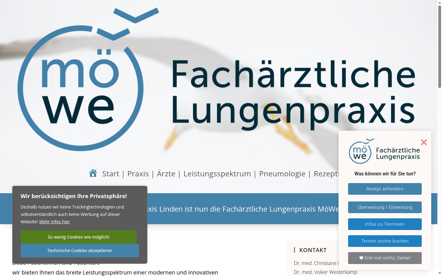 Screenshot des Einwilligungsbanners vor jeglicher Interaktion
