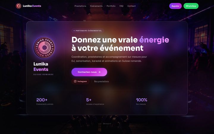Screenshot of lunikaevents.ch