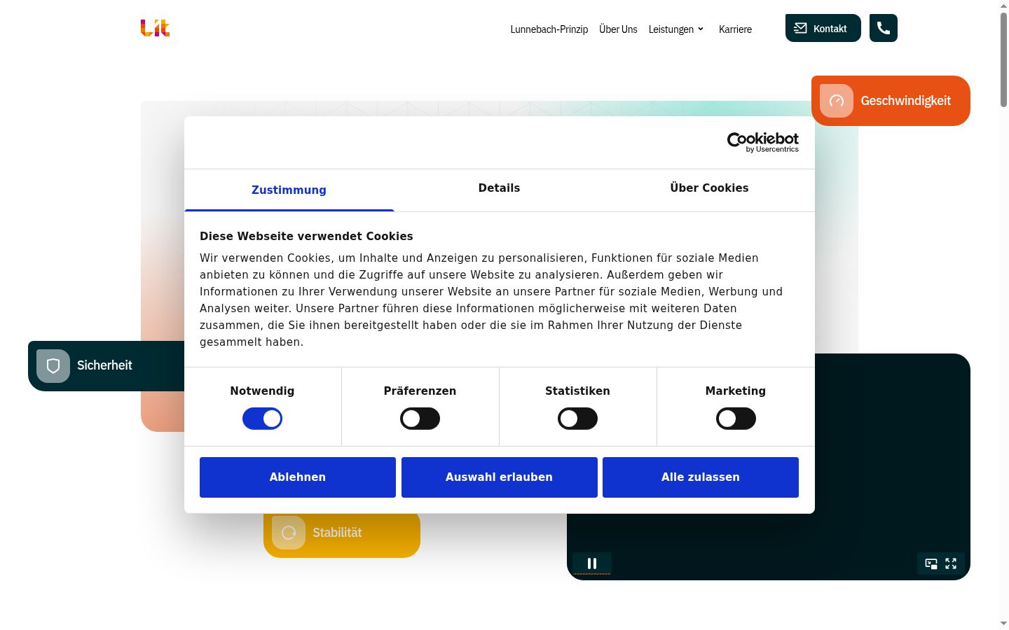 Screenshot del banner di consenso mostrato prima di qualsiasi interazione